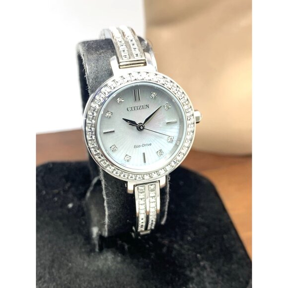 Citizen Women's Watch EM0860-51D Eco Drive Mother of Pearl Dial Silver Steel - Picture 13 of 14